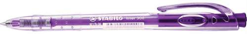 STABILO Liner 308 purple ballpoint pen, 0.38 mm, retractable, transparent barrel