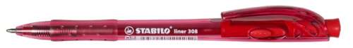 STABILO Pix cu bilă, 0,38 mm, buton, STABILO "Liner 308", roșu