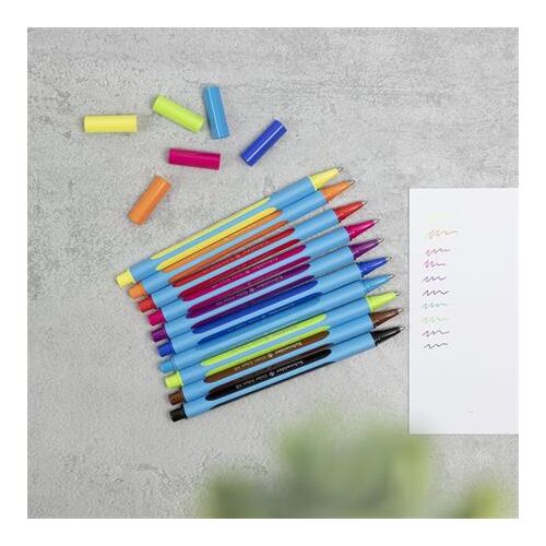 Kemijske olovke Schneider Slider Edge XB u raznim bojama s uzorcima boja na papiru