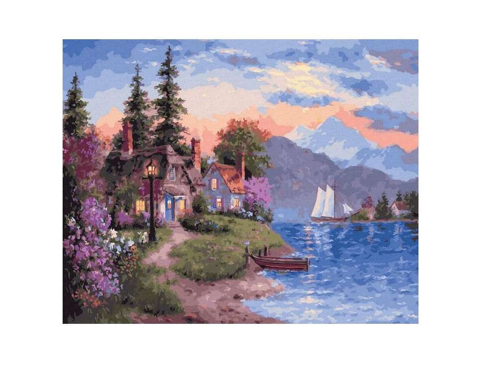 Számfestő készlet 40 x 50 cm vászonnal - A tó mellett
