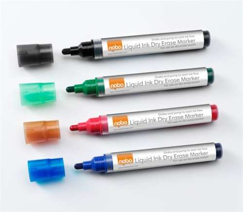 NOBO Táblamarker készlet, folyékonytintás, NOBO  4 különböző szín