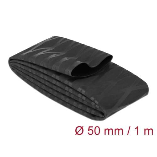Delock shrink tube, black, 50mm diameter, 1 meter long, non-slip, X-pattern