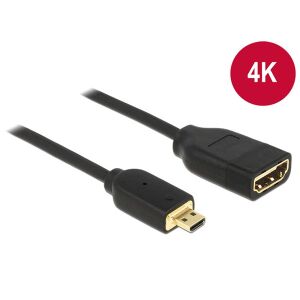 Delock HDMI Micro-D - HDMI-A adapter kábel - 4K, nagy sebességű, Ethernet támogatással - HDMI kábel