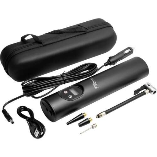 Technaxx TX-157 tragbarer Autokompressor, 6000 mAh Li-Ion, maximal 8 bar, LED-Digitalanzeige, Arbeitslampe, Aluminium, schwarz