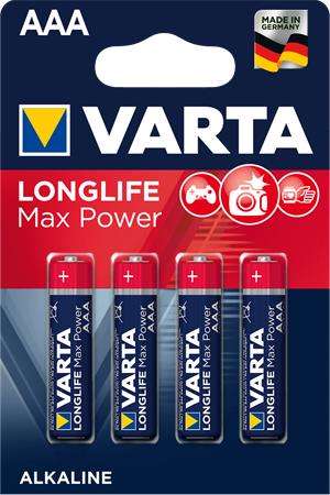 VARTA Batterie, AAA micro, 4 Stück, VARTA "Longlife Max Power"