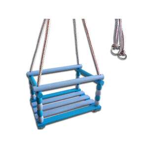 Kék és szürke fa hinta gyerekeknek, kültéri hinta, kerti hinta, udvari hinta, gyerek hinta - Kültéri hinta
