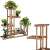Springos 6-tier wooden plant stand with plants, brown, side view