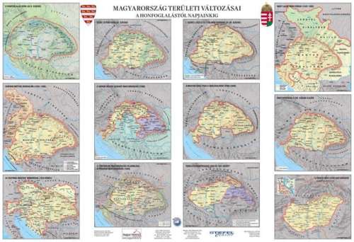 STIEFEL Timbru de carte, față-verso, STIEFEL Prezentare istorică a Ungariei/Modificări teritoriale