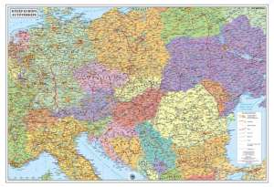 STIEFEL Central Europe road map, detailed map of Central Europe with roads and cities - Stiefel