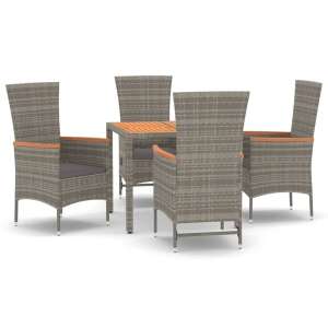 Grey polyrattan garden dining set with 4 chairs and a square table - Garden Dining Set