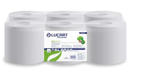 LUCART Professional Eco CF 19 weiße Papierhandtücher, 2-lagig, 6 Rollen pro Packung