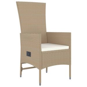 Beige polyrattan garden dining chair with cream cushion, isolated. - Garden Dining Set