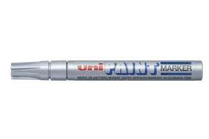 UNI Paint Marker, silver, 2.2-2.8 mm, chisel tip, marks on anything - Lacquer marker