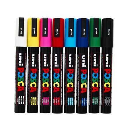 UNI Posca PC-5M marker set, 8 colors, chisel tip