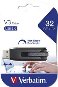VERBATIM Pendrive, 32 GB, USB 3.0, 60/12 MB/s, VERBATIM &rdquo;V3&rdquo;, čierno-šedý 31550706 Ukladanie údajov