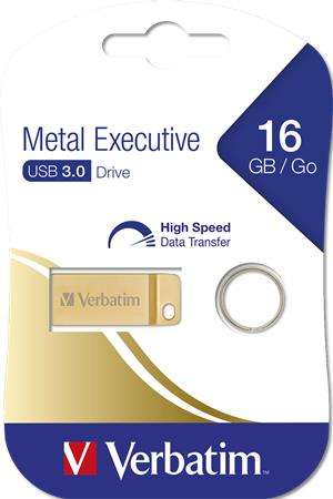 VERBATIM Pendrive, 16GB, USB 3.0, VERBATIM Executive Metal auriu