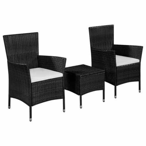 Polyrattan Bisztrószett - 2 Szék + Asztal - Fekete 171435588 - Balkon szett
