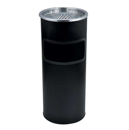 Coș de gunoi pentru exterior, metal, ignifugat, cu scrumieră detașabilă, negru, 25x58 cm