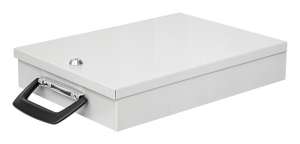 WEDO A4 metal document storage box, light gray, with lock and handle - Security Safe