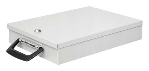 WEDO A4 metal document storage box, light gray, with lock and handle