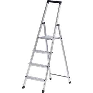 KRAUSE Solidy 4-stufige Aluminium-Treppe mit Plattform - Leiter & Ständer