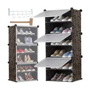 Ruhhy modular shoe rack with 6 shelves, coat rack, and hammer - Shoe Storage