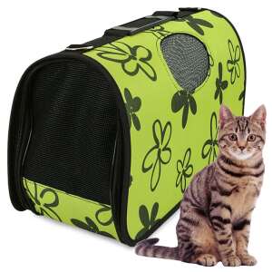 Zelená kvetinová taška na prenášanie domácich zvierat pre mačky a malé psy s modelom mačky - Chov zvierat