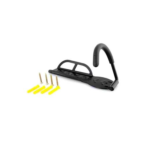 Black metal bike wall mount with hook and screws