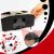 Using automatic card shuffler, electric poker card mixer in action