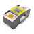 Automatic card shuffler for 2 decks of cards, black and yellow color, 20x9.5x8 cm, showing dimensions