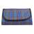 Blue checkered picnic blanket with handle, waterproof, folded