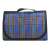 Blue checkered picnic blanket with handle, waterproof, folded