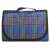 Blue checkered picnic blanket with handle, waterproof, folded