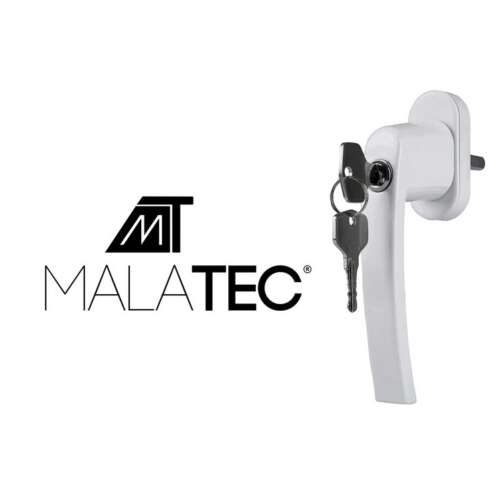 MT Malatec white window handle with lock and keys