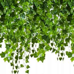 Artificial ivy garland, 12 vines, 2.1 meters long, green, white background - Iso Trade