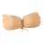 Beige strapless push up bra with adjustable lace, showing the silicone adhesive on the back