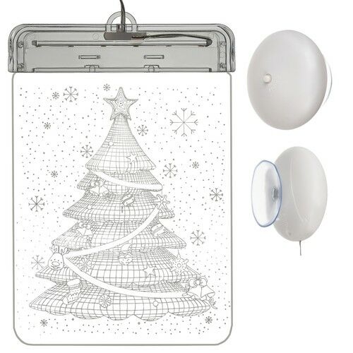 Christmas Tree Shaped 3D Christmas Window Decoration, Warm White, with Suction Cups, Attachable to Window Glass