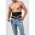 Neoprene slimming shaping belt, universal size, black, worn by a man