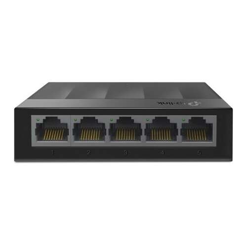 TP-Link LS1005G 5-портов Gigabit настолен switch, черен, преден изглед