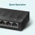 Close-up of TP-LINK LS1005G 5-Port Gigabit Ethernet Switch with Quiet Operation Highlight