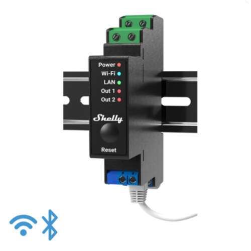 Shelly PRO 2PM intelligentes Relais, 2-Kanal, DIN-Schienenmontage, Wi-Fi, LAN, Bluetooth, Strommessung