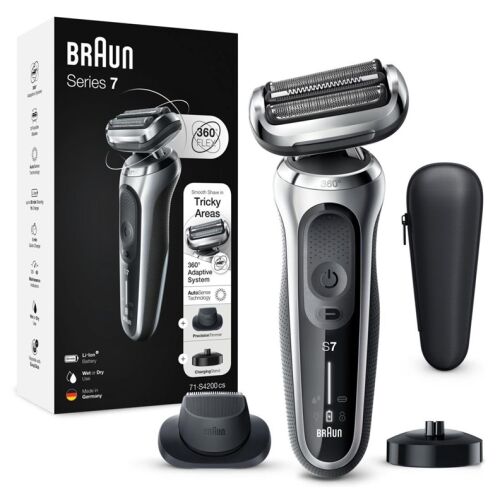 Braun Series 7 71-S4200CSC Elektromos Borotva, Ezüst, töltőállvánnyal és utazótokkal