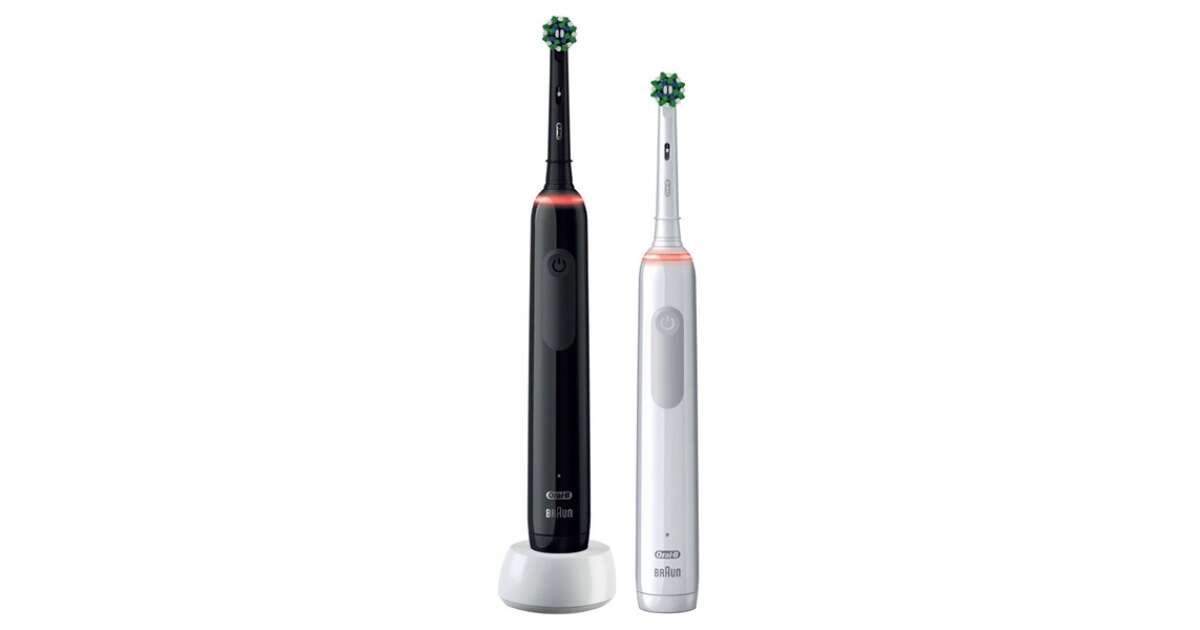 Oral-B Pro 3 3900 Duo Pack 2pcs Electric Toothbrush, Black-White
