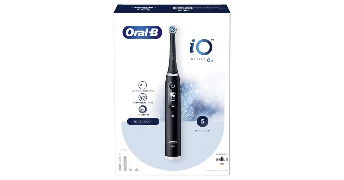 Oral-B iO Series 6 ブラック 本体 iOM6.1B6.0 BK Oral-B iO Series 6 Powered Electric Toothbrush, Black Lava