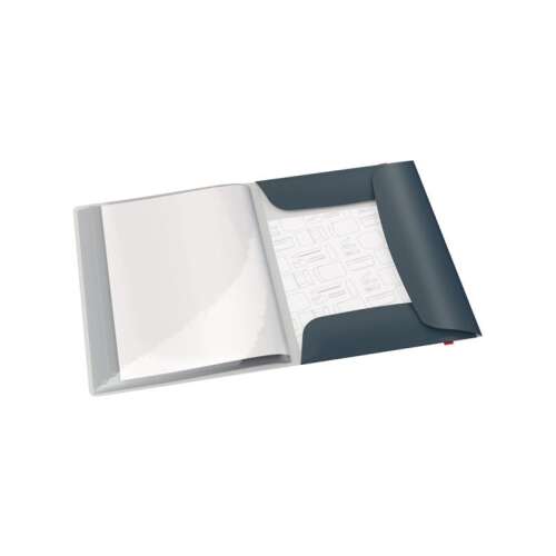 Leitz COSY PP bársony szürke iratvédő mappa zsebekkel, A4 méret, nyitott nézet