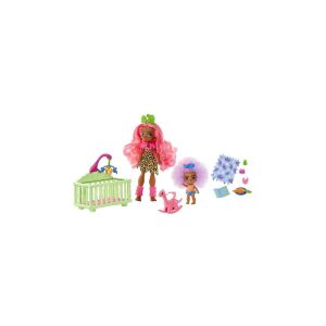 Cave Club Fernessa Babysitter Puppen Spielset mit Zubehör, inklusive Kinderbett, Babypuppe und Schaukeldinosaurier - Mattel Baba