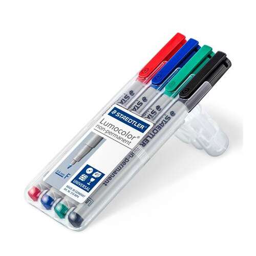 STAEDTLER Set de markere fără alcool, OHP, 0,6 mm, STAEDTLER Lumocolor 316 F, 4 culori diferite