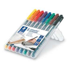 STAEDTLER Lumocolor permanent 8-farbiger Markierstift-Set, 0,6 mm, OHP, zum Schreiben auf Overheadfolien, CDs, Glas, Metall und Kunststoffoberflächen - Marker