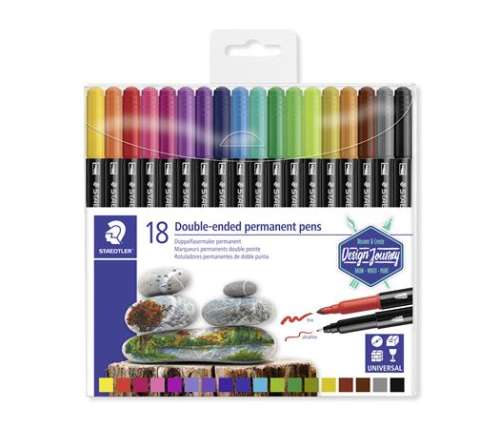 STAEDTLER Set de markere cu alcool, cu două capete, 0,4/2,0 mm, STAEDTLER Twin-tip, 18 culori diferite