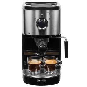 Bestron AES800STE espresso maker, black and silver, with two cups of espresso - Bean-to-cup coffee machines